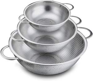 Stainless Steel Colander With polished surface look fine <b>mesh</b> design for stylish kitchens washing fruits vegetables daily use - Product Image 2