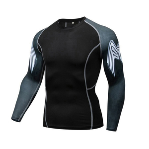OEM Design <b>Compression</b> Gym Shirts Long Sleeve Rash Guard Custom Logo BJJ MMA Heat-Transfer Printed Breathable Spandex/Nylon Men - Product Image 4