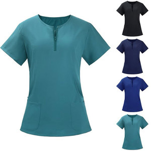 Blouses d'hôpital personnalisées OEM en gros pour femmes, en coton léger, polyester et élasthanne, sans coutures, pour infirmières - Product Image 1