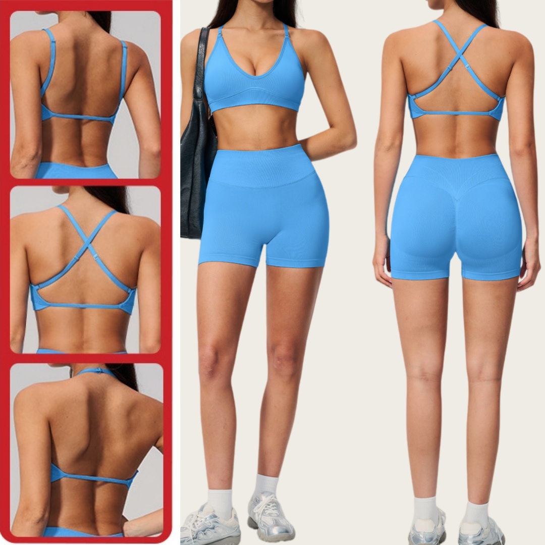 Cross Back Seamless Yoga Wear High Waist Scrunch Butt Leggings for Outdoor Running Gym Training