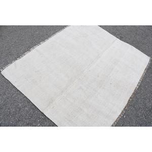 Tapis turc vintage 5,6x4,5 pieds, tapis en laine blanc patchwork avec envers en latex, respectueux de l'environnement - Product Image 4