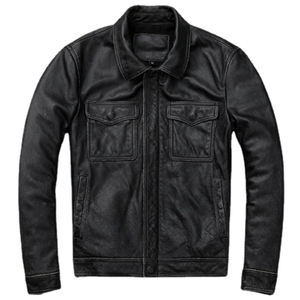 Veste en cuir pour homme tendance de l'hiver, à col montant et logo frontal, nouvelle mode, coupe-vent - Product Image 2
