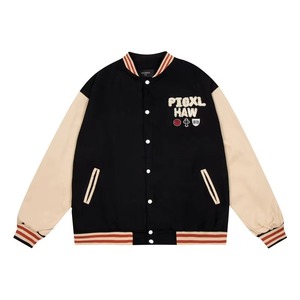 Custom High Quality Coated Canvas Collarless Varsity Windproof Men's <b>Jacket</b> with Star Patch Embroidery <b>Smart</b> Casual Style - Product Image 3