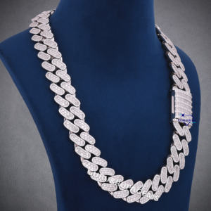 Lujoso Iced Hip Hop 14KT oro blanco rodio plateado enlace cadena collar laboratorio cultivado diamante pasa diamante probador estilo cubano - Product Image 2