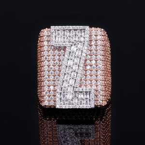 Iced Out 925 Silver Custom Letter VVS Moissanite Diamond Hip Hop Luxury <b>Statement</b> <b>Ring</b> For Men's Party Wear - Product Image 5