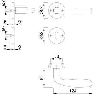Juego de grifos HOPPE Cardiff Rosette E1850Z/17KV/17KVS de acero inoxidable, redondos, F69 OB DIN, izquierda/derecha, D/D - Product Image 3