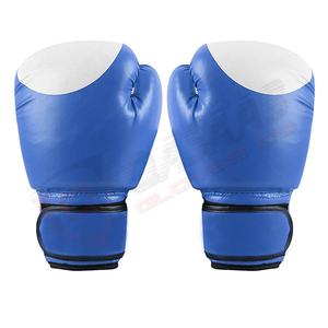 Gants de boxe Meilleure qualité Logo personnalisé Gants d'entraînement adulte-enfant Muay Thai Boxe MMA-16oz protecteur-Bleu Véritable PU Cuir - Product Image 1