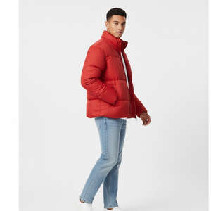 <b>Men</b> Streetwear <b>Canvas</b> Puffer <b>Jacket</b> Winter Warm Lightweight Quilted Hooded Breathable Outerwear Comfortable Windproof Front - Product Image 5