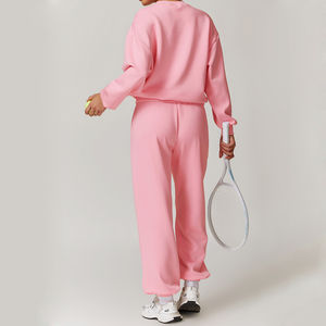 Alta calidad mujer Streetwear Drop Shoulder sudaderas algodón polar venta al por mayor 100% algodón Oversized Jumper sudadera para mujer - Product Image 4