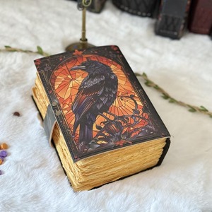 Raven Vintage leather Journal Blank Spell <b>Book</b> of <b>Shadows</b> Grimoire Travel Writing Notebook Antique Lock Closure - Product Image 6