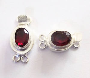 Fermoir de boîte de pierres précieuses de grenat rouge de forme ovale B618 fermoir de fabrication de bijoux de 1 à 2 brins 23X11X10MM argent étoilé et plaqué or 18 carats - Product Image 4
