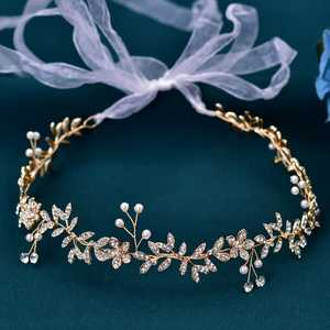 Bridella BHP89 Gold Rhinestone & <b>Pearl</b> <b>Headband</b>-Elegant Bridal Headwear with Comfortable Fit for Weddings & Formal Events - Product Image 6