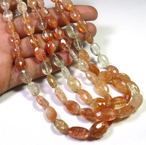 Perles de pierres précieuses facettées en quartz orange africain naturel, pierre de soleil, coupe brillante, 9-14 mm, jeu de couleurs, certifiées CNAS, haute joaillerie, 18 pouces - Product Image 4