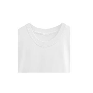 Camiseta Larga de Manga Media con Cuello Redondo para Mujer, Talla Grande, 100% Algodón Orgánico, Transpirable, Ecológica, Informal, Color Blanco - Product Image 4