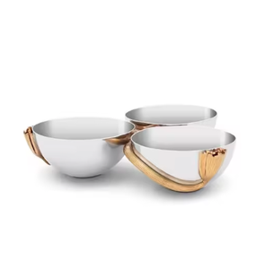 Bols de service de luxe finis ronds martelés décoratifs en métal de qualité supérieure sur des cornes de renne - Product Image 4