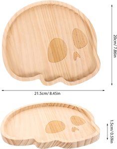 Wholesales High Quality Wood Serving <b>Tray</b> with Skull Head Shape for Halloween Party Decoration From Vietnam Supplier - Product Image 2