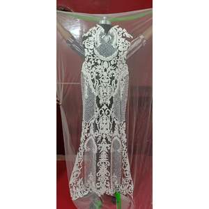 European Style Beaded Embroidered Wrinkle Free <b>Net</b> <b>Fabric</b> for Indian Pakistani Wedding Party Dresses Customized Front Back - Product Image 3