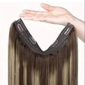 Extension filaire en forme de U à 90 degrés avec coin en dentelle en brun naturel, bon marché, cheveux raides naturels - Product Image 1