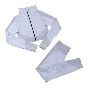 ชุดโยคะผู้หญิงคุณภาพสูง โลโก้สั่งทำด้านหน้า ระบายอากาศได้ดี ชุดออกกำลังกาย 2 ชิ้น ไร้ตะเข็บ ผ้าสแปนเด็กซ์/โพลีเอสเตอร์ - Product Image 6