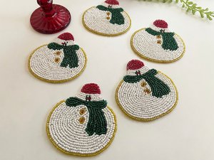 Handmade Glass Beaded <b>Coasters</b>-Classic <b>Drink</b> <b>Coasters</b> with Polyester Backing (4x4 Inch) for Church & Religious Gifts - Product Image 2