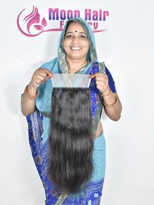 Cheveux humains indiens authentiques disponibles en gros, prix de gros, cheveux vierges Remy naturels, soyeux, fermeture droite, longue couleur noire à vendre - Product Image 2