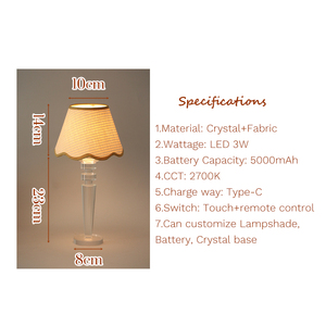 Sang trọng không dây LED bảng đèn pha lê cơ sở vải Chụp đèn tùy chỉnh cho đám cưới trang trí nhà hàng thanh Pin điện - Product Image 6