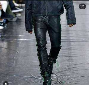 กางเกงคาร์โก้ลำลองของผู้ชายแนวไฮสตรีทกางเกงหนังเทียมทรงหลวมมีหลายกระเป๋ากางเกงทรงตรง - Product Image 4