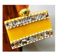 Tas Clutch Mewah Anti Air dari Resin Epoxy dengan Berlian dan Bunga, Penutup Magnetik, Tas Malam Unik Buatan Tangan