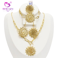 Parures de bijoux MEIZI, nouvelles, élégantes, plaquées or, avec collier, bracelet, bague et boucles d'oreilles ajustables, accessoires de mariage