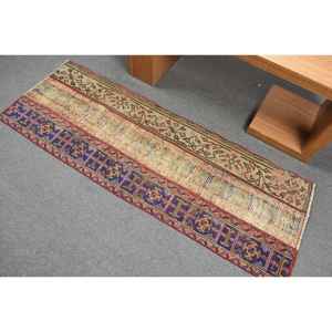 2.1x5.9 ft Turkish Vintage Rug, <b>Runner</b> Rug, <b>Red</b> Camouflage Rug - Product Image 4