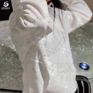 Chándal de invierno para mujer, Tops cortos de terciopelo, chándales, proveedores, conjunto de 2 piezas, traje de jogging con diamantes de imitación, chándal de terciopelo para mujer - Product Image 2