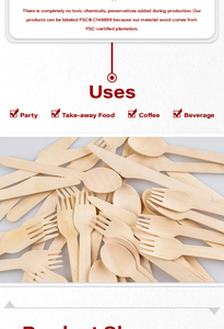 100% naturel biodégradable Magnolia Conifera bois couverts ensemble compostable cuillère fourchettes couteaux Restaurant hôtel fête jetable - Product Image 3