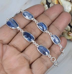 Top Fashion Design Kyanite Gemstone 925 Sterling Bijoux en argent massif Lunette Réglage Mode Bracelets réglables De L'exportateur - Product Image 2
