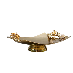 Plat de service en métal de qualité supérieure avec finition argentée, design martelé, décoration d'intérieur, vaisselle de mariage, plat de service - Product Image 2