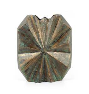 Pot de fleurs/vase en aluminium au design moderne fait à la main avec finition patinée Accessoire de jardin exclusif en cuivre - Product Image 3