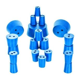 Tapón de Neopreno para Botellas de Laboratorio, Base de 35 mm, Parte Superior de 45 mm, 2 Orificios, Paquete de 10 - Product Image 1