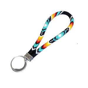 Cordón de llavero de cuentas de semillas bohemias para uso diario Llavero de cordón de cuentas de semillas hecho a mano personalizado para insignia de identificación - Product Image 1