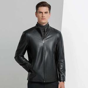 Chaqueta de los hombres de primavera y otoño hermoso cuello de color sólido abrigo de cuero de la motocicleta chaqueta de cuero de moda delgada - Product Image 6