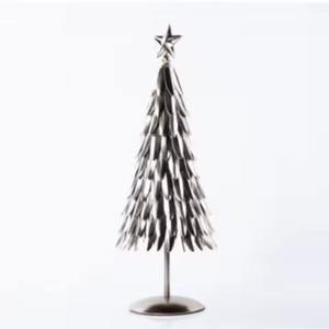 Esculturas Decorativas de Mesa con Diseño Moderno de Árbol de Navidad, Material Metálico Plateado de Alta Calidad, Árbol de Navidad para Decoración Navideña de Interiores - Product Image 4