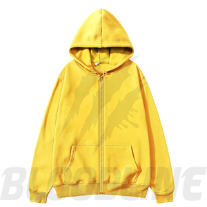 Sweat-shirt à capuche unisexe rose, fermeture éclair, coupe classique, couleur unie, décontracté, poche avant, tissu polaire, 100% coton, hip-hop, respirant - Product Image 4