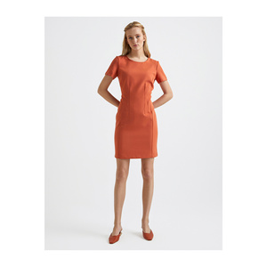 Robe midi plissée décontractée à col rond pour femme, manches courtes, sans doublure, sans ceinture - Product Image 2