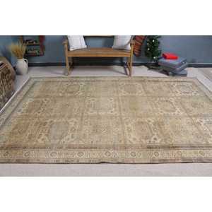 Turkish Oversize Rug, 6.9x10.7 ft Vintage Rug, <b>Brown</b> <b>Wool</b> Rug - Product Image 2