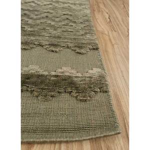 Tapis en soie de bambou tissé à la main vert classique à rayures en viscose pour la maison, tapis rectangulaire pour salon et couloir HBS-03 - Product Image 4