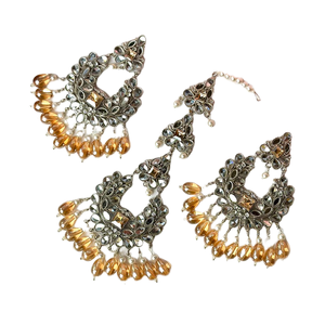 Moda front-runner hecho a mano de acero inoxidable étnico indio pakistaní conjunto patrones florales tradicionales aniversario brillante - Product Image 3