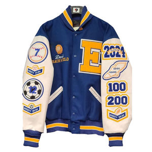 Chaquetas Varsity de Béisbol con Letras Bordadas en Chenilla de Lana Personalizadas, Extra Grandes, para Hombre, Invierno, Blanco y Negro - Product Image 1
