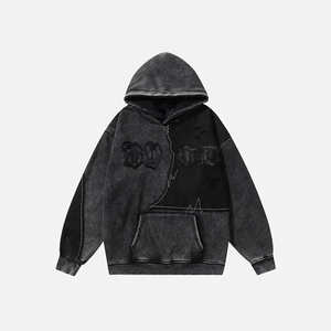 Sudadera con capucha desgastada lavada personalizada para hombre 100% algodón francés Terry en blanco Jersey de alta calidad Sudadera con capucha vintage lavada con ácido para hombres - Product Image 1