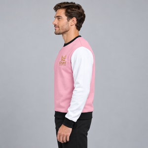 Wholesale Custom Logo <b>Mens</b> <b>Pink</b> White Black Color Block Crewneck <b>Sweatshirt</b> Regular Fit Long Sleeve Casual Pullover - Product Image 5