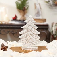 Ensemble d'arbres de Noël artificiels en bois sculpté rustique, légers, pour table