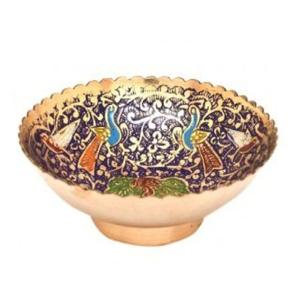 Bol à fruits rond en laiton fait à la main de haute qualité avec gravure de paon multicolore et fini polonais pour une utilisation en cuisine - Product Image 2