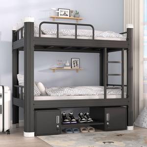 Cama litera metálica de doble piso asequible con estructura de hierro, diseño moderno plegable y convertible que ahorra espacio con almacenamiento - Product Image 6